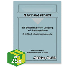 Nachweisheft gem. § 43 Infektionsschutzgesetz (Variante), 4/16-seitig, VKE 25 Stück, 1 VKE