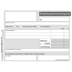 Quittung für mehrere Forderungen (mit MwSt), mit laufender Nummer, Block, A6, 50 Satz, 3-fach, 1 Block