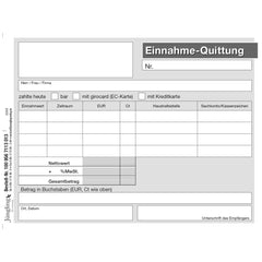 Quittung für mehrere Forderungen mit MwSt, mit laufender Nummer, mit Haushaltsstelle, Block, A6, 50 Satz, 3-fach, 1 Block