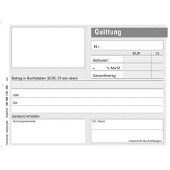 Quittung mit Mehrwertsteuer, mit laufender Nummer, Block, A6, 50 Satz, 2-fach, SD, 1 Block