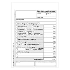 Quittung Pass- und Meldeamt, Block, A6, 50 Satz, 2-fach SD, 1 Block