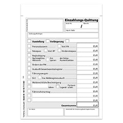 Quittung Pass- und Meldeamt, Block, A6, 50 Satz, 3-fach SD, 1 Block