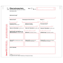 Übernahmeschein, ohne Nummerierung, endlos, 240 mm x 8 Zoll, 3-fach SD, 1000 Satz