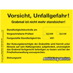 Vorsicht, Unfallgefahr!, Aufkleber selbstklebend 139x103 (vorgeschriebene Prüflast), gelb/schwarz, 10 Stück