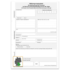 Wildursprungsschein, DIN A4, 3-fach, Stand: VO(EU) 2015/1375, 100 Satz