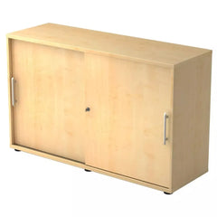 Schiebetürschrank - 2OH, 120 cm, Relinggriff, Ahorn/Ahorn