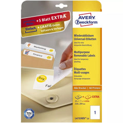 L4735REV-25 Universal-Etiketten - 210 x 297 mm, weiß, 30 Etiketten/30 Blatt, wiederablösbar