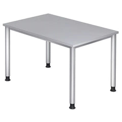 Schreibtisch 4-Fuß-Gestell rund - 120 x 68-76 x 80 cm, höhenverstellbar, Grau/Silber, mit Montageservice