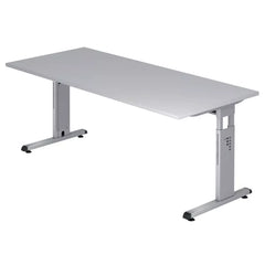 Schreibtisch C-Fuß - 180 x 65-85 x 80 cm, höhenverstellbar, Grau/Silber