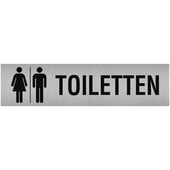 Piktogramm Toiletten Damen/Herren, Edelstahl, selbstklebend, 160x40 mm