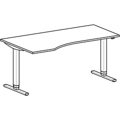 PC-Schreibtisch, elektr. höhenverstellbar, BxTxH 1800x800/1000x650-1250 mm, links 425 mm, Melamin-Platte 25 mm, ahorn/si