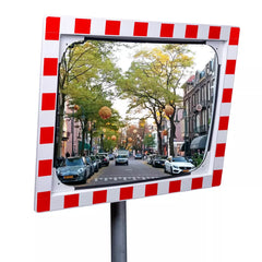 Verkehrsspiegel aus Sicherheitsglas 600 x 800 mm mit Kunststoffrahmen