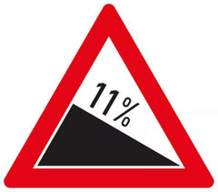 Verkehrszeichen 108-11 Gefälle 11% - SL 630 2 mm RA1