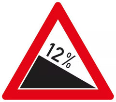 Verkehrszeichen 108-12 Gefälle 12% - SL 630 2 mm RA1