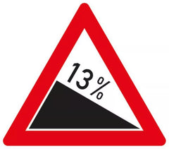 Verkehrszeichen 108-13 Gefälle 13% - SL 630 2 mm RA1