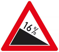 Verkehrszeichen 108-16 Gefälle 16% - SL 630 2 mm RA1