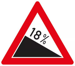 Verkehrszeichen 108-18 Gefälle 18% - SL 630 2 mm RA1