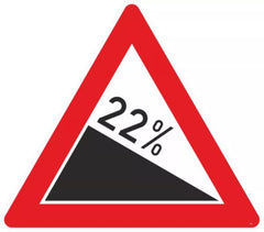 Verkehrszeichen 108-22 Gefälle 22% - SL 630 2 mm RA1