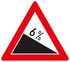 Verkehrszeichen 108-6 Gefälle 6% - SL 1260 3 mm RA2