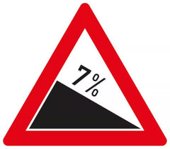 Verkehrszeichen 108-7 Gefälle 7% - SL 1260 3 mm RA2