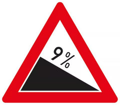 Verkehrszeichen 108-9 Gefälle 9% - SL 1260 3 mm RA2