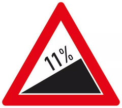 Verkehrszeichen 110-11 Steigung 11% - SL 630 2 mm RA1