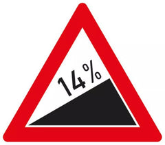 Verkehrszeichen 110-14 Steigung 14% - SL 630 2 mm RA1