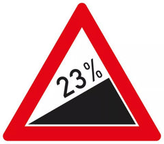 Verkehrszeichen 110-23 Steigung 23% - SL 630 2 mm RA1