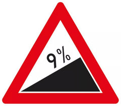 Verkehrszeichen 110-9 Steigung 9% - SL 1260 3 mm RA2