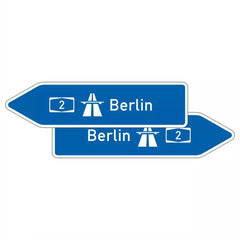 Verkehrszeichen 430-40 Pfeilwegweiser zur Autobahn, doppelseitig - 350x1250x2mm RA2 Astifol