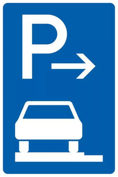 Verkehrszeichen 315-62 Parken auf Gehwegen ganz in Fahrtrichtung links, Ende - 630x420 2 mm RA1