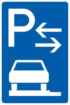 Verkehrszeichen 315-63 Parken auf Gehwegen ganz in Fahrtrichtung links, Mitte - 630x420 2 mm RA1