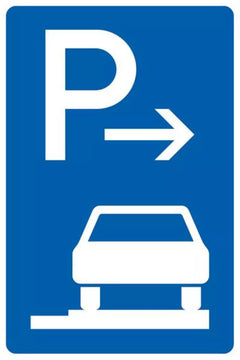 Verkehrszeichen 315-67 Parken auf Gehwegen ganz in Fahrtrichtung rechts, Ende - 630x420 2 mm RA1