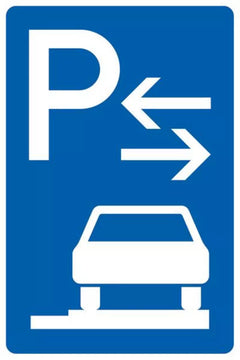 Verkehrszeichen 315-68 Parken auf Gehwegen ganz in Fahrtrichtung rechts, Mitte - 630x420 2 mm RA1