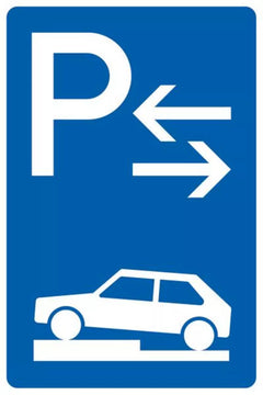 Verkehrszeichen 315-73 Parken auf Gehwegen halb quer zur Fahrtrichtung links, Mitte - 630x420 2 mm RA1 Astifol