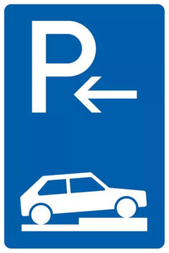 Verkehrszeichen 315-76 Parken auf Gehwegen halb quer zur Fahrtrichtung rechts, Anfang - 630x420 2 mm RA1