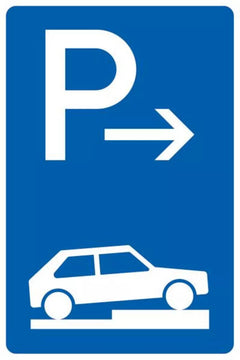 Verkehrszeichen 315-77 Parken auf Gehwegen halb quer zur Fahrtrichtung rechts, Ende - 630x420 2 mm RA1