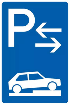 Verkehrszeichen 315-78 Parken auf Gehwegen halb quer zur Fahrtrichtung rechts, Mitte - 630x420 2 mm RA1