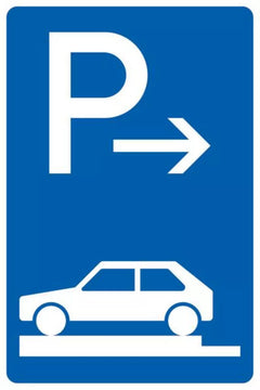 Verkehrszeichen 315-82 Parken auf Gehwegen ganz quer zur Fahrtrichtung links, Mitte - 630x420 2 mm RA1