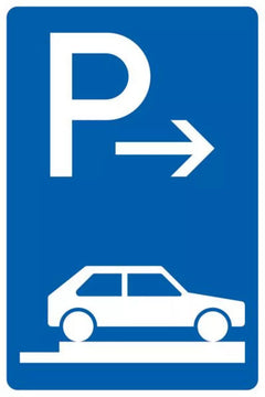 Verkehrszeichen 315-87 Parken auf Gehwegen ganz quer zur Fahrtrichtung rechts, Ende - 630x420 2 mm RA1