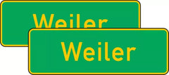 Verkehrszeichen 385-40 Ortshinweistafel, doppelseitig - 350x1050 2 mm RA1 Astifol