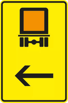 Verkehrszeichen 422-12 Wegweiser für kennzeichnungspflichtige Fahrzeuge mit gefährlichen Gütern, hier links - 1260x840 3 mm RA1