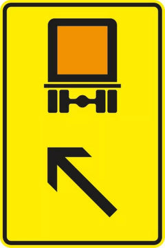 Verkehrszeichen 422-13 Wegweiser für kennzeichnungspflichtige Fahrzeuge mit gefährlichen Gütern, links einordnen - 1260x840 3 mm RA1