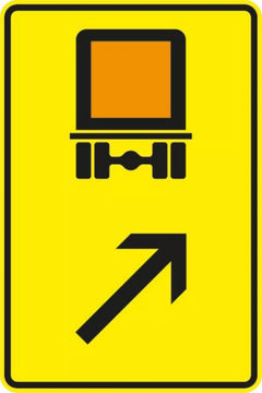 Verkehrszeichen 422-23 Wegweiser für kennzeichnungspflichtige Fahrzeuge mit gefährlichen Gütern, rechts einordnen - 1260x840 3 mm RA1