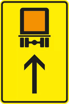 Verkehrszeichen 422-32 Wegweiser für kennzeichnungspflichtige Fahrzeuge mit gefährlichen Gütern, geradeaus - 1260x840 3 mm RA1