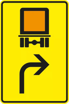 Verkehrszeichen 442-21 Vorwegweiser für kennzeichnungspflichtige Fahrzeuge mit gefährlichen Gütern, rechtsweisend - 1260x840 3 mm RA1