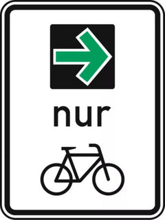 Verkehrszeichen 721 Grünpfeilschild mit Beschränkung auf den Radverkehr - 420x315 2 mm RA1