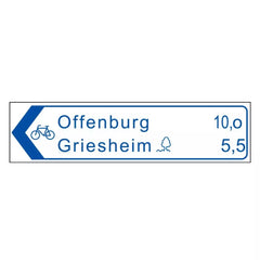 Pfeilwegweiser mit C-Profilrahmen, 200 x 750 mm, RA1, doppelseitig, blau/weiß