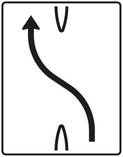 Verkehrszeichen 501-10 Überleitungstafel ? ohne Gegenverkehr ? einstreifig nach links - 1600x1250 2 mm RA1