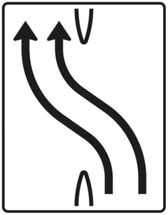 Verkehrszeichen 501-11 Überleitungstafel ? ohne Gegenverkehr ? zweistreifig nach links - 1600x1250 2 mm RA1